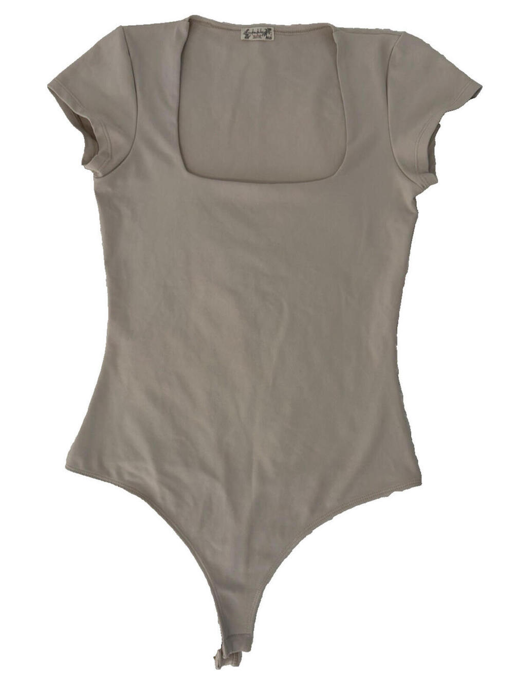 Free People Square Neck Bodysuit Neutral Beige Medium M Layering